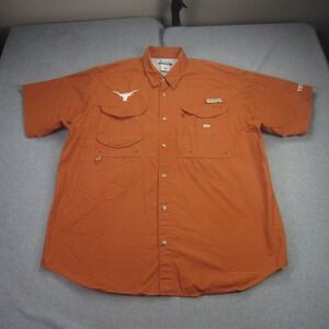 Texas Longhorns Shirt Mens XL Burnt Orange Short Sleeve Button Up Columbia NCAA